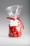 Red luxury gift of candy strawberries with blank label