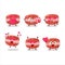 Red macaron cartoon character with love cute emoticon