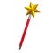 Red magic star wand 3d illustration