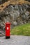 Red mail box royal mail pillbox with copy space, Edinburgh Cas