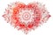 Red mandala in the shape of a heart on a white background. Abstract illustration Valentines Day Heart. Generative AI