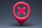 Red Map Geo Tag Pin With Prohibition Sign. Stay Home Warning Sign. Quarantine. Self Isolation. 3d rendering.