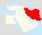 Red map of IRAN inside highlighted beige map of the Middle East