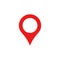 Red map pin icon in flat style. Pointer symbol, marker sign, gps position, navigation button. Vector