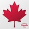 Red maple leaf illustration in paper cut style. Canada Day 1st July celebration concept.