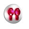 Red Maracas icon isolated on transparent background. Music maracas instrument mexico. Silver circle button.