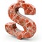 Red Marble Dollar Sign on White Background.
