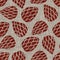 Red maroon french woven linen texture background. Ecru gray printed floral textile fibre seamless pattern. Organic