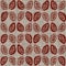 Red maroon french woven linen texture background. Ecru gray printed leaf textile fibre seamless pattern. Organic