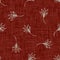 Red maroon french woven linen texture background. Ecru gray printed leaf textile fibre seamless pattern. Organic