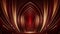 Red Maroon Golden Curtain Stage Award Background. Trophy on Red Carpet Luxury Background. Generative ai