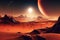 Red Mars Landscape Illustration with Planets and Sun