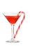 Red martini with a candy cane