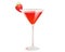 Red martini with sugar rim and strawberries.Summer refreshing alcoholic drink.