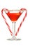 Red martini with two candy canes