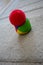 Red massage ball with spikes with juggle ball