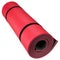 Red mat folded into a roll, karemat for camping, on a white background