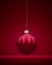 Red matt Christmas ball, modern geometric pattern