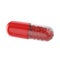 Red medical capsule. Pharmacy pill with spheres.