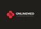 Red medical cross logo. Online medicine emblem. Distant healthcare system app icon. Plus symbol. Internet, wifi