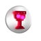 Red Medieval goblet icon isolated on transparent background. Holy grail. Silver circle button.