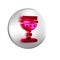Red Medieval goblet icon isolated on transparent background. Silver circle button.