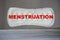 Red menstruation inscription on panty liner or sanitary napkin. Puberty of girls and the period of women