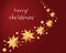 Red Merry Christmas Background with Gold Foil Stars a.