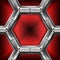 Red and Metal Background with Hexagons