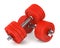 Red metal dumbells