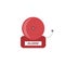 Red metal fire alarm bell a flat vector isolated illustration