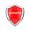 Red Metal Medical Shield with Quarantine Sign. 3d Rendering