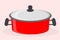 Red metal saucepan with lid for soup kitchen utensils for cooking item