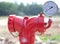 Red metallic fire hydrant with pressure gauge or Fire Department