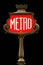 Red metro sign in Paris