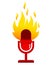 Red microphone with fire.