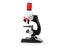 Red Microscope ,science tool on white