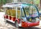 Red mini tourist bus in nami island