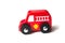 red miniature wooden truck on white background - concept fire rescue