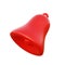 Red Minimal Notification bell icon on isolated white background. Social Media element. 3d rendering.