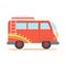 Red Minivan With Cool Pattern Classic Woodstock Sixties Hippy Subculture Transport Symbol