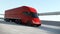 Red Modern Big Semi Truck with Cargo Trailer Route on Road Logistic Delivery 4k