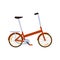 Red Modern Folding City Bike. Ecological Transport side view. Commuting by compact portable electric Lightweight Fold Up
