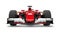 Red modern formula racing car - front view closeup