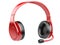 Red modern headphones with microphone