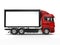Red modern heavy transport truck - side view
