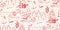 Red modern toile de Jouy Christmas pattern repeat fabric print background