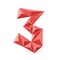 Red modern triangular font digit THREE 3 3D
