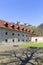 Red Monastery, surrounding wall, courtyard and view on Three Crowns Massif, Slovakia