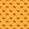 Red Money with shield icon isolated seamless pattern on brown background. Insurance concept. Security, safety